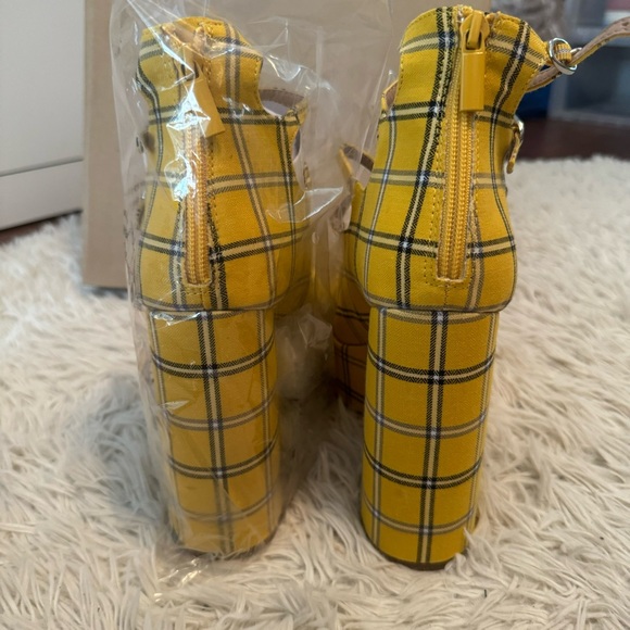 Steve Madden Yellow Plaid Rosario Chunky Strappy Platform - Clueless - 90’s Y2K - Picture 8 of 9